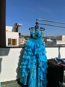 Turquoise Ruffle Gown