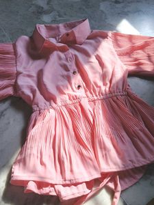 Pink Pleated Top