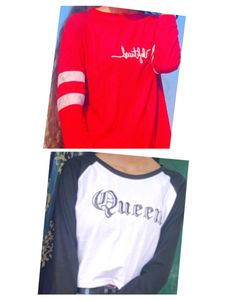 Two T-SHIRT Combo Maroon And White Black 🥰