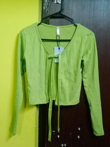 SIGHTBOMB Ribbed Front TIE Full Sleeve Cardigan for Women