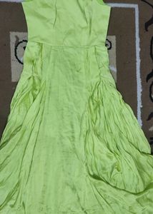 Parrot Green Satin Dress