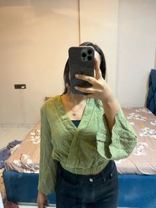 Olive Green Wrap Top