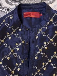 Elegant Navy Blue Embroidered Kurta