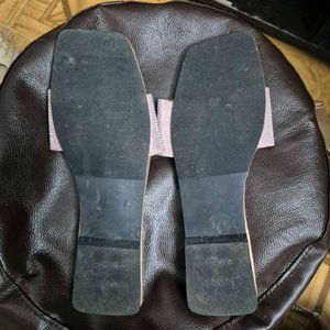 Pink Glittery Square Toe Slides