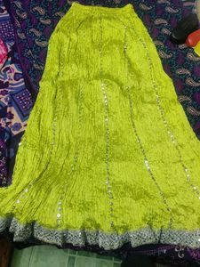 Parrot Green Sequence Work Beautiful Lehnga Style Skirt