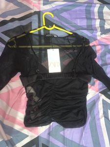 Zara Mesh Long Sleeve Top
