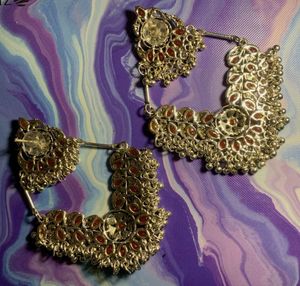 Red &amp; Silver Statement Earrings