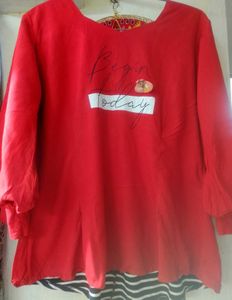 Red Button-Down Preety Top