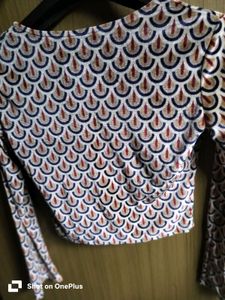 Velvet Patterned Long Sleeve Top/blouse