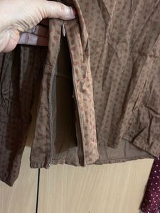 Brown Square Neck Top