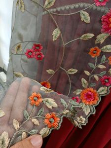 Price Drop!! Brick Red Flared Kurta With Dupatt