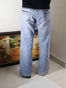 Blue Baggy Denim Jeans In Y2k Style