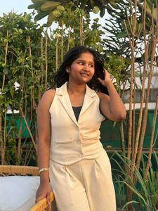 Set of 2-Beige kotty style top with flared pants