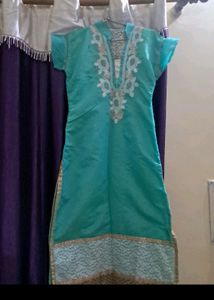 Sea Green  Net Kurti