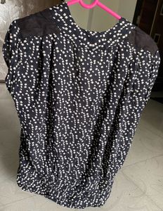 Remanika Black Printed Lenzing Modal Top–Size Xs