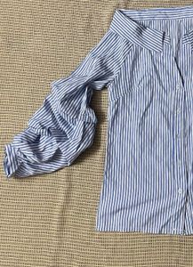SHEIN Unity Off Shoulder Striped Buttoned Shirt