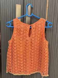 Cute Orange Lace Tank Top
