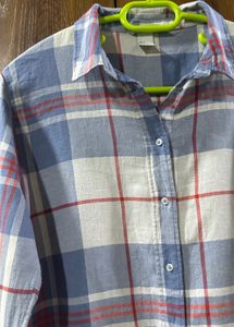 Blue Plaid Button-Down Shirt