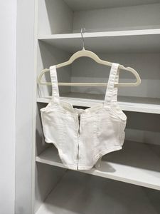 Zara White Denim Corset Top