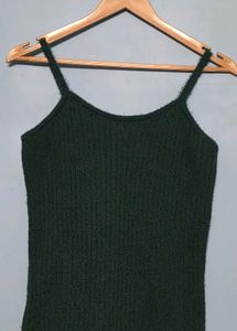 Dark Green Knit Slip Dress