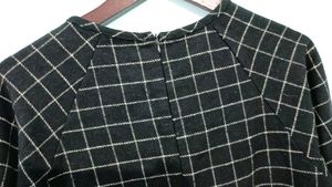 Black Checks Raglan Pleated Dress