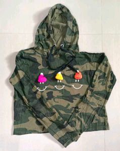 Camo Hoodie with Smiley Face Details