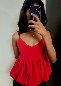 Red Gathered Top