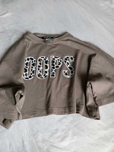 &#34;Oops&#34; Leopard Print Cropped T-Shirt