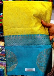 Yellow &amp; Blue Silk Saree
