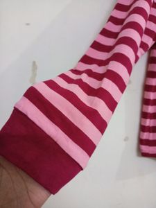 Teamsprit Tshirt Top , Striped Panelled Drop Shoul