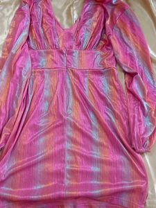 Iridescent Pink Long Sleeve Dress