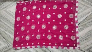 Elegant Pink Embroidered Saree
