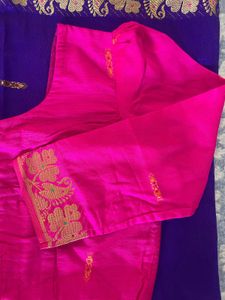 Purple &amp; Pink Banarsi Cotton Silk Saree