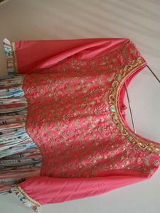 Coral Pink Embroidered Anarkali Gown