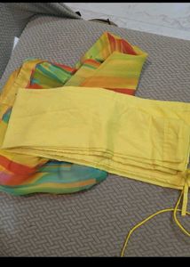 Yellow Georgette Saree With Blouse Peticoat
