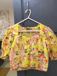 yellow Floral Print Top