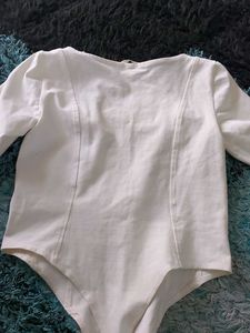 H&amp;m White Bodysuit Top