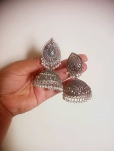 Silver Jhumka Earrings