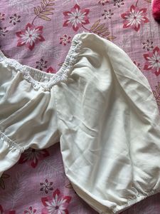 White Ruffle Crop Top