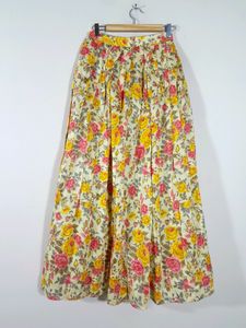 Yellow with Floral Print Ethnic Skirt ( Women&#39;s)