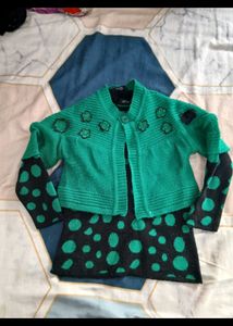 Cute Green Cardigan & Top Set