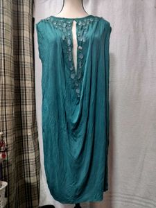 Freesize Teal Embellished Casual Dress