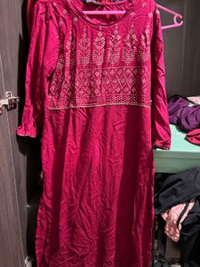 Maroon Embellished Kurti