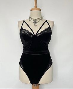 Black Velvet & Lace Bodysuit