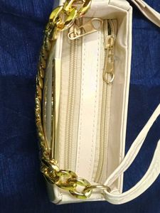 Nude Handbag with Gold Chain