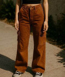 y2k rust / brick brown denim cargo jeans baggy fit