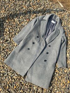 Elegant Grey Wool Blend Coat