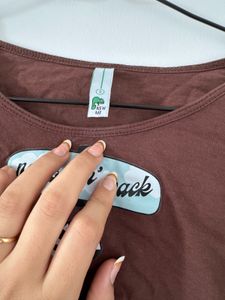 Brown Graphic Crop Top