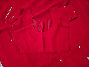 Red Saree IN Stones Work