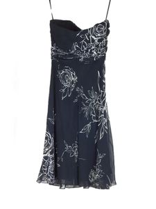 Strapless Black White Floral Dress With Pads